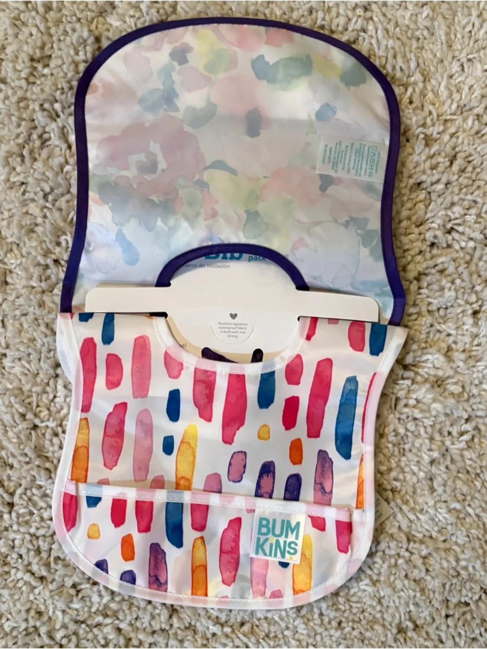 Bumkins Starter Bib 2-Pack Waterproof Baby Feeding Bibs 3–9 Months NWT